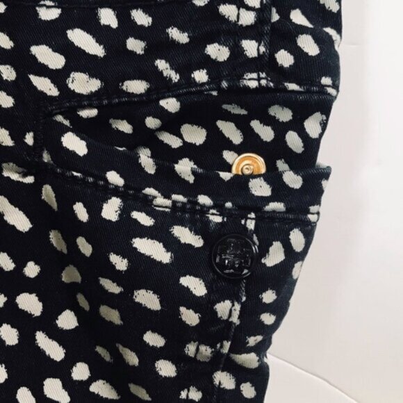 Tory Burch Walker Cargo Animal Print Pony Dots Jeans Pants Logo Stretch Waist 27 - Picture 9 of 16